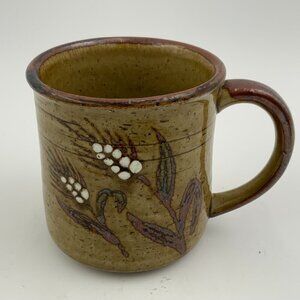 Stoneware OTAGIRI Brown Rim, Wheat, White Dots, Tan Center Mug